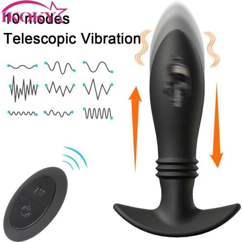 Anal Vibrator 10 Modes Male Prostate Massager Telescopic Dildo Vibrators Butt Plug Sex Toys