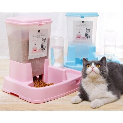 Pet Automatic Feeder Large-Capacity Food Bucket With Kettle Cat Feeding Waterer Dog Feeding Dispenser Dog Bowl 1.5kg Capacity