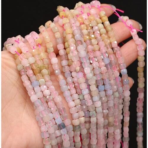 100% Natural Stone Square Beads Faceted Morgan Loose Bead for Jewelry Making Women Necklace Bracelet Crafts Accessories