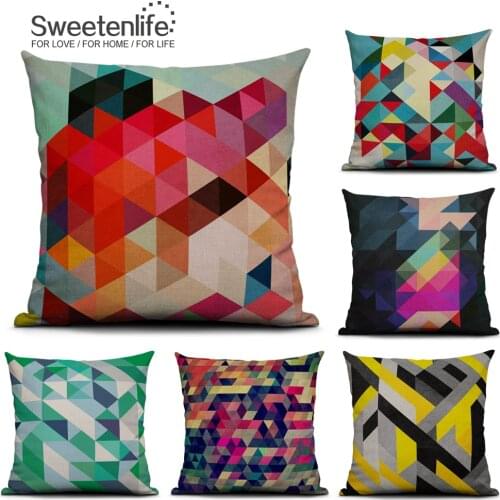 Sweetenlife 50cm x 50cm Cushion Cover Geometric and birds pattern Pillowcase Colorful and Creative Decoration Pillow Cover