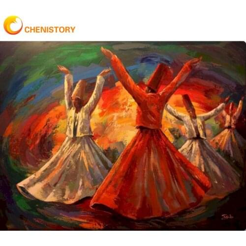CHENISTORY Oil Painting By Numbers Kits HandPainted Diy Framed On Canvas Dancing Women Figure Paint For Home Bedroom Decor