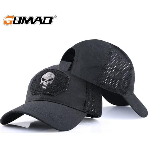 Tactical Caps Tan Camo Skull Hat Mesh Cap Sports Baseball Snapback Military Airsoft Hunting Hiking Cycling Tennis Golf Hats Men