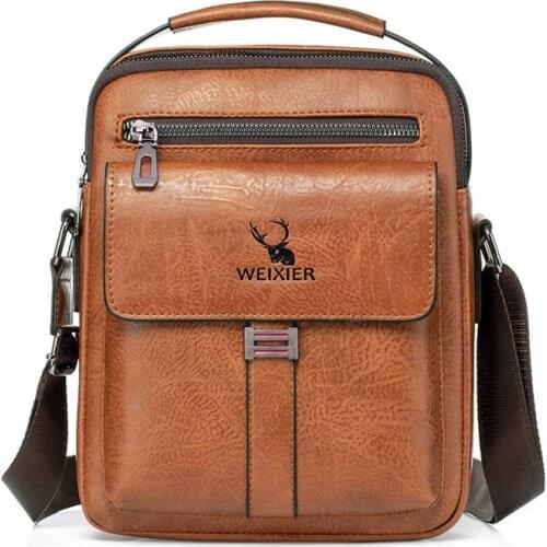 Weysfor Business Men Shoulder Bag Vintage Messenger Bag Leather Men Handbag Small Satchels Split Leather Crossbody Bags For Men