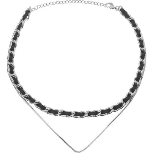 Stainless Steel Minimalism Hip Hop Cuban Rope Black Chain Link Street Dance Pendant Necklace Fashion Jewelry Gift For Him