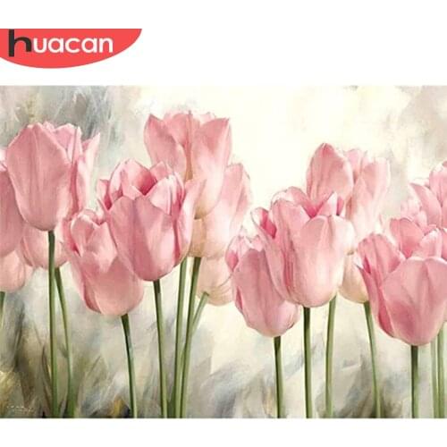HUACAN 5D DIY Diamond Painting Tulip Full Square Rhinestone Kit Diamond Embroidery Flower Cross Stitch Mosaic Handmade Gift