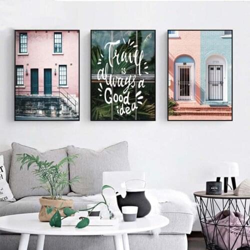 Nordic Pictures Plants Letters Poster Building Villa Travel Scenery A4 Posters and Prints Wall Art Living Room Canvas Paintings