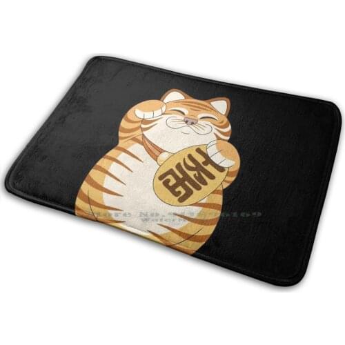 Lucky Tiger Mat Rug Carpet Anti-Slip Bedroom Entrance Door Mat Maneki Neko Lucky Cat Bank Rich Money Coin Tiger Japanese Tora