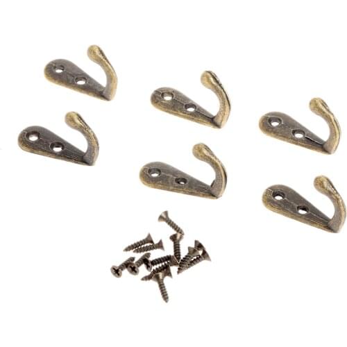 5Pcs Antique Bronze Hooks Zinc Alloy Vintage Wall Handbag Hook Hangers Hat Coat Clothes Towel Robe Hook Bath Door Hanger w/Screw