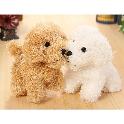 Small Size Simulation Dog Poodle Plush Toys Animal Suffed Doll Key Chain Ring Pendant Plush Toys