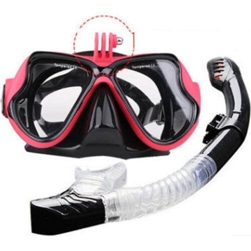 Snorkeling Mask Snorkel Tube Set Diving Mask Anti-Fog Swimming Diving Goggles Snorkel Tube For GoPro Underwater Sports Camera