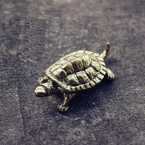 Mini Cute Brass Tortoise Vintage Turtle Statue Metal Figure Props Animal Sculpture Home Office Desk Decorative Ornament Toy Gift