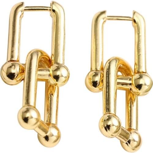 Trendy Unique Earrings Metal Texture Gold/Silver Color Minimalist Geometry Earring Ladder Shape Jewelry Earring Accessories 2020