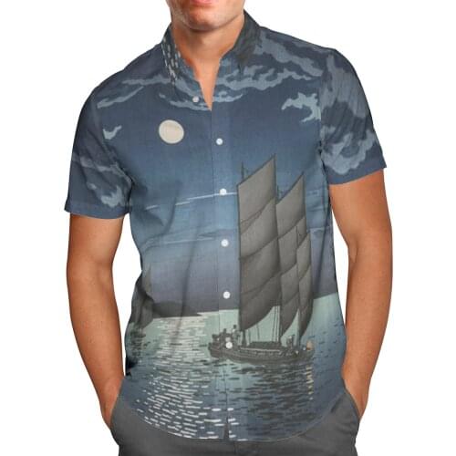 3D Printed Sailing Boat Anime Shirt Hawaii Shirt Men Summer Short Sleeve Shirt Men Shirts 2021 Oversize shirt Chemise Homme