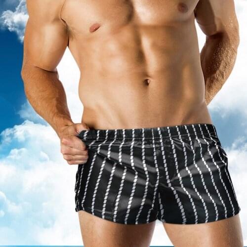 Male Running Beach Trunks Summer Swimming Shorts Men Striped Bather Board Trunk Swimsuit Loose Quick Dry Man Surfing Sportswear