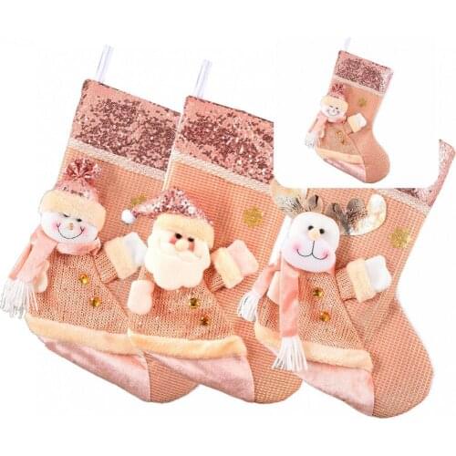 Soft Practical Fireplace Xmas Tree Hanging Stockings Widely Applied Socks Gift Bags Retro for Bedside