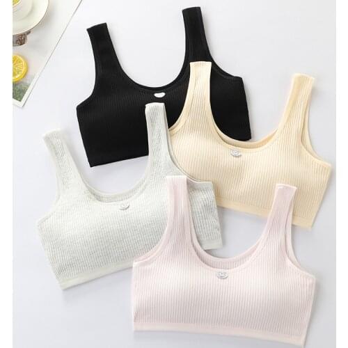 Girls without steel ring underwear with chest pad anti-bump tube top underwear junior high school students breathable and anti-e