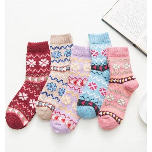 5 pairs/set Christmas Snow Short Socks Set Women Wool Winter Spring Autumn Thick Warm Socks Colorful Xmas Gift Socks calcetines