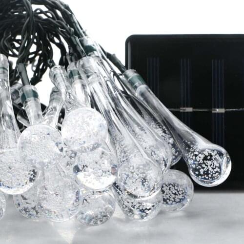 2018 New Outdoor Solar 30 LED Water Drop String Light Waterproof Lamp Garden Christmas Landscape Tree Decoration