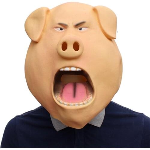 New Pig Head Latex Mask Halloween Costume Party Props Animal Masks Props Free Shipping