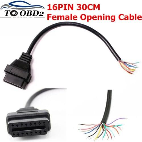 OBD2 16Pin 30CM Female Open Diagnostic Interface Tool Adapter Cable OBD2 16 pin Female Connector Extension OBD 2 Opening cable