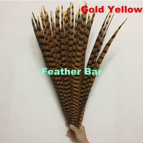 Wholesale 50pcs Gold yellow dyed lady amherst pheasant Feathers 70-80cm Reeves' pheasant tails for carnival