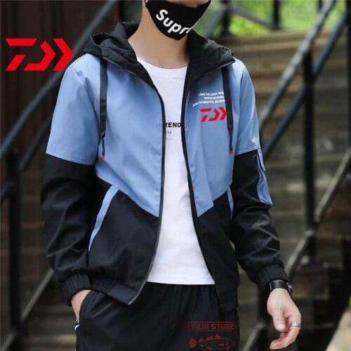 Daiwa Autumn Outdoor Leisure Sports Windproof Jacket Mens Comfortable Hiking Jacket Fashion Sunscreen Hooded Fishing Jacket