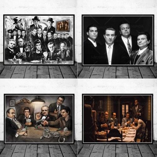Godfather Scarface Sopranos Movie Posters And Prints Canvas Painting Pictures On The Wall Vintage Decorative Home Decor Cuadros
