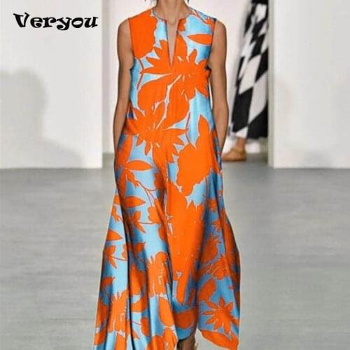 Dresses for Women Party Fashion V-neck Sleeveless Printed Bohemian Dress Loose Casual Summer Dress 2021 Women Fashion Clothing