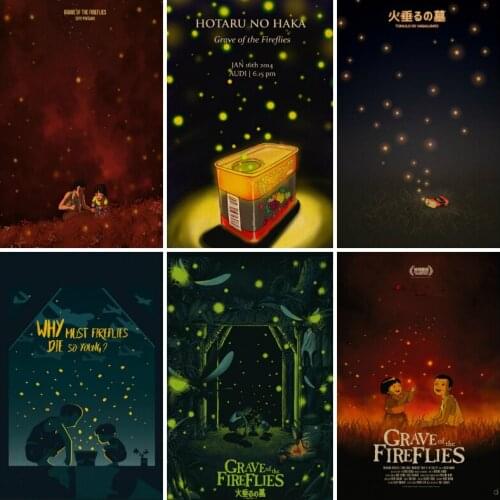 Japan Anime Hotaru No Haka Retro Poster Anime Posters Wall Decor Home Decor Wall Art Canvas Painting Photos for Childrens Room