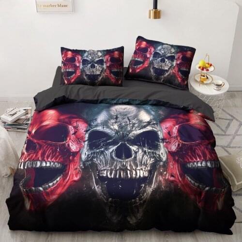 3D Skull Bedding Sets Duvet Quilt Cover Set Comforter Bed Linen Pillowcase King Queen Full Double Size Bedclothes Home Texitle