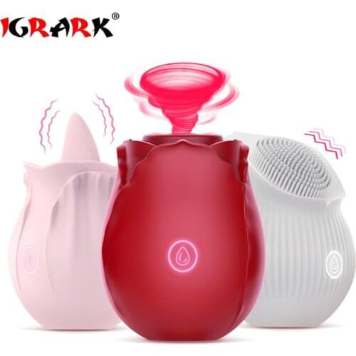 Rose G-Spot Vibrator Tongue Pussy Clitoral Sucker Stimulation Female Masturbator Nipple Vaginal Blowjob Sex Shop Adults Goods