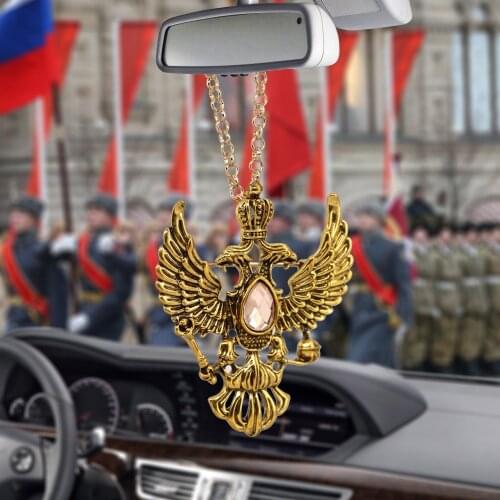 Russian Badge Car Pendant Badges Brooch Double Headed Eagle Car Interior Rearview Mirror Decoration Ornaments Accessories