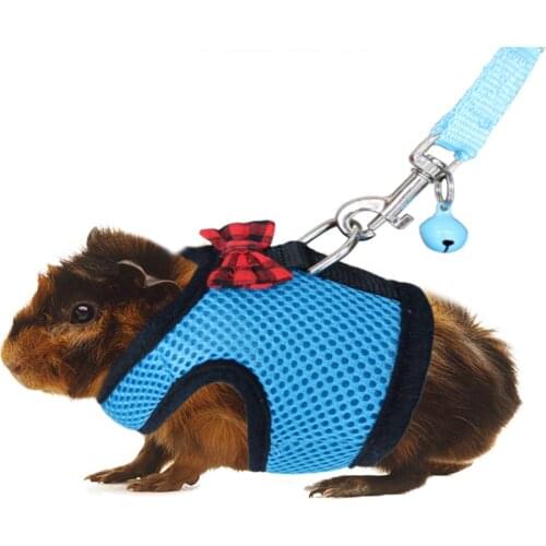 Guinea Pig Harness and Leash-Soft Mesh Small Pet Harness with Safe Bell No Pull Comfort Padded Vest for Guinea Pig Hamster Rats