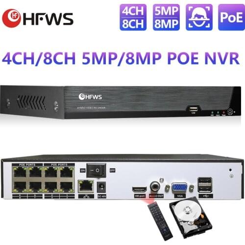 HFWVISION 4CH/8CH Security Camera System 5mp/8mpPoe Nvr Video Surveillance
