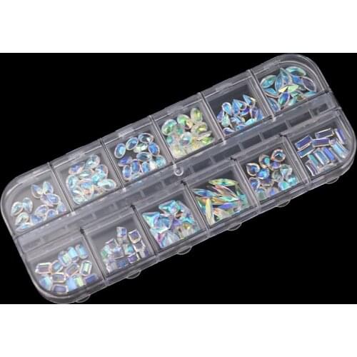 12 Grid/box Crystal Rhinestone AB Color Pointed Back Cut 4x6/4X8 mm Crystal 12 Sizes- Shaped Crystal Clear AB Non Hotfix GEM D99