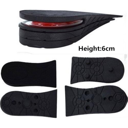 3-Layer 6CM Height Increase Insole Shoes Air Cushion Invisible Lift Pads Heel