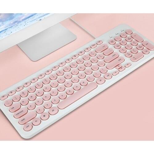 Super cute pink keyboard ultra-thin silent computer gaming keyboard suitable for desktop computer notebook