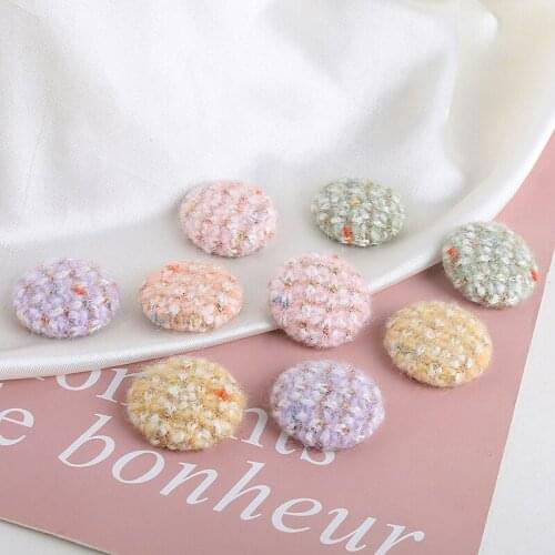 Winter style 50pcs/lot 26mm polyester decoration geometry rounds flatback Cloth button diy jewelry earring/garment accessory