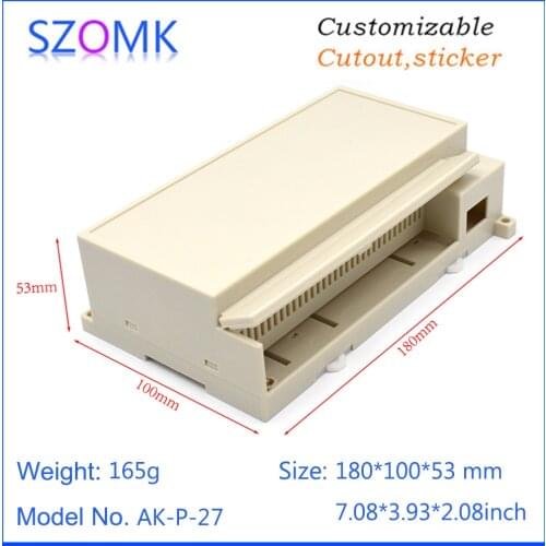 1 piece 180*100*53mm new design plastic enclosure din rail instrument box szomk high impact LCD din rail controller housing box