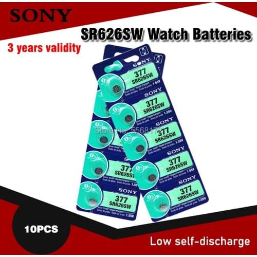 10pcs Sony 1.55V AG4 Battery SR626 377 LR626 LR66 SR66 SR626SW 377A Button Cell Watch Coin G4 Batteries For Gadgets Watches