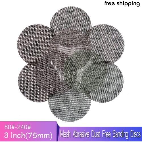 15Pcs Mesh Abrasive Dust Free Sanding Discs 3 Inch 75mm Anti-blocking Dry Grinding Sandpaper 80 to 240 Grit