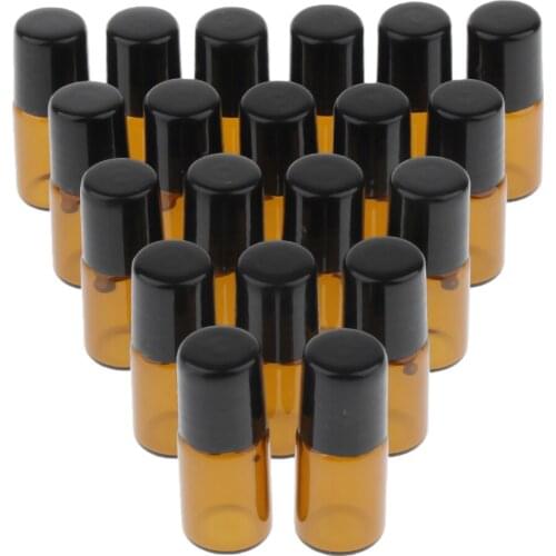 20pcs Empty Perfume Roller Ball Bottles Case Essential Oil Glass Jars Vials