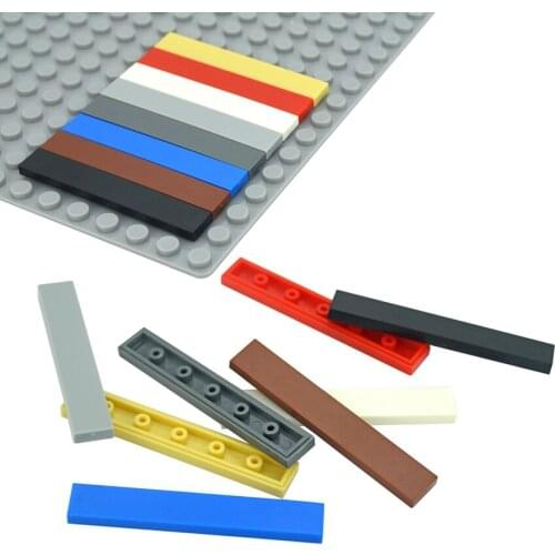 50pcs DIY Building Blocks Assembles Particles Figure Bricks Smooth Flat Tile 1x6 Educational Creative Size Compatible With 6636