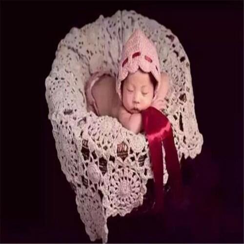 60*70cm Newborn Photography Props ,Crochet Baby Blankets ,Rosette Wrap cloth Baby Pattern Knitte Parquet scarves blankets
