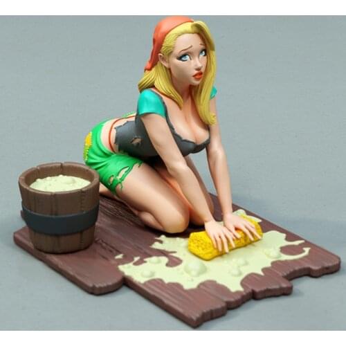 60mm Resin Model Pretty Girl Servant Figure Unpaint No Color RW-210