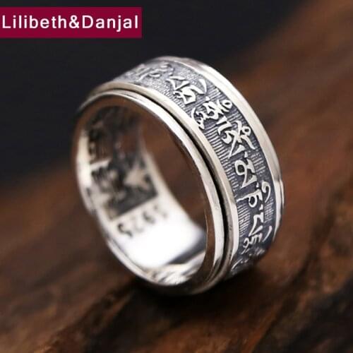 925 Sterling Silver Ring Men Jewelry Ethnic Vintage Mantra engagement Ring Gift Fine Jewelry wholesale R3