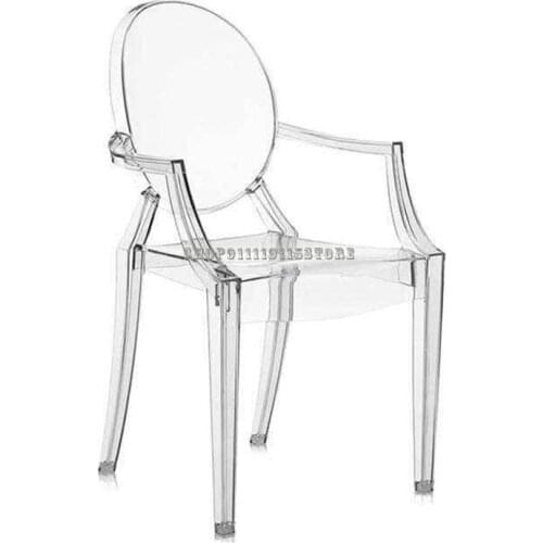Acrylic Crystal Transparent Chair With Arms Devil Ghost Chair Simple Hotel Restaurant Wedding Photography Stool