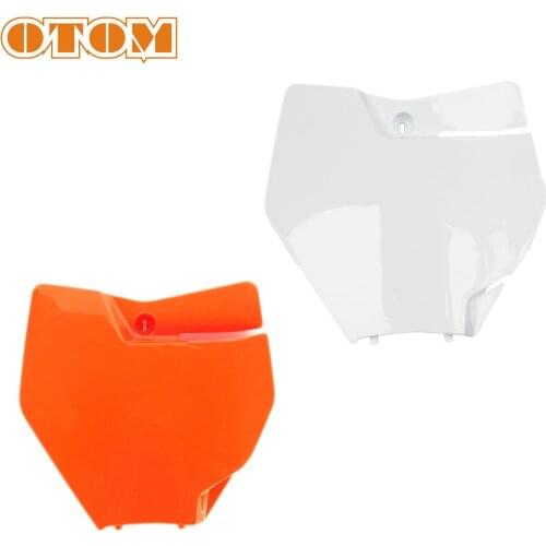 OTOM Front Number Plate Plastic Cover White Orange For KTM SX SXF XC 125 250 350 450 Dirt Pit Bike Motocross Enduro Number Plate