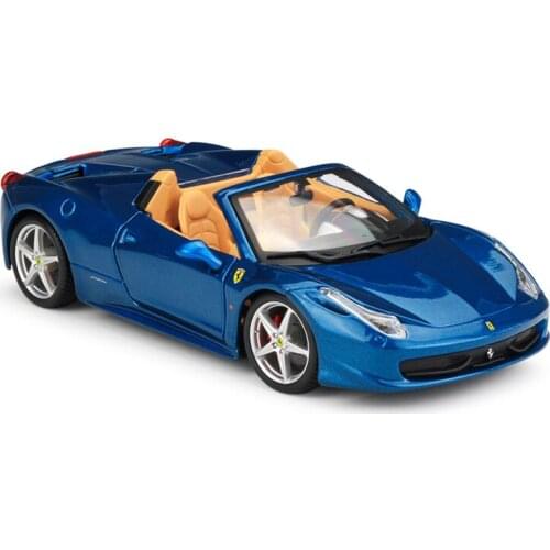 Bburago Diecast 1:24 458 Spider Blue Red Sport Car Red Static Simulation Alloy Model Car Adult Collection