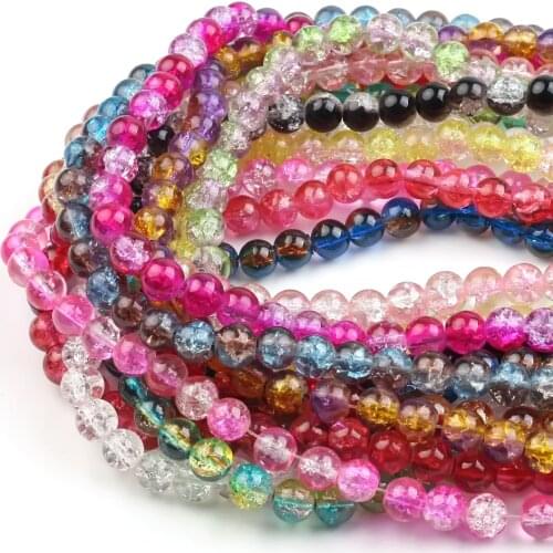 100Pcs 8mm Natural Snow Cracked Crystal Beads Loose Round Spacer Quartz Beads Wholesale For Jewelry Making Women Diy Accessories